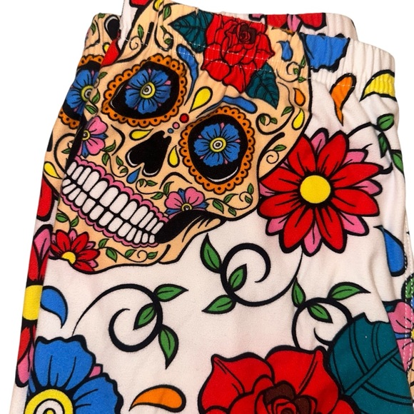 Dia De Los Musertos Sugar Skull Rose Day of the Dead soft Leggings XS - Picture 10 of 17